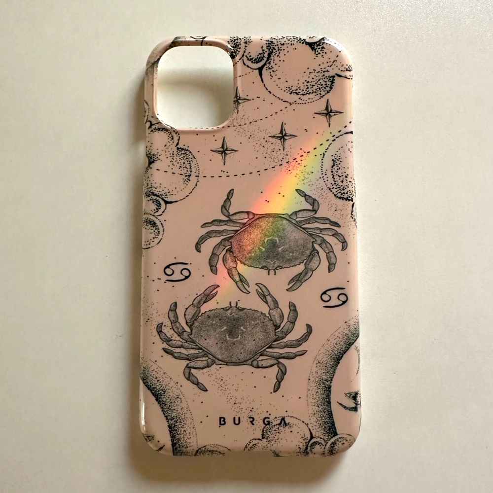 Iphone 11 Burga snap on case cancer zodiac sign tan and forest green
